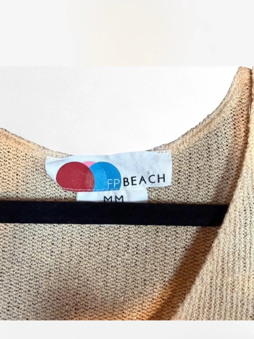 Free People Beach Midi Dress M Neutral Ribbed Boho Coastal Minimalist - Picture 4 of 4